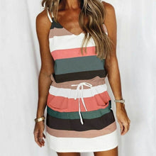 Load image into Gallery viewer, Mini Sexy Dress Fashion Stripe Drawstring