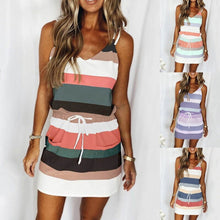 Load image into Gallery viewer, Mini Sexy Dress Fashion Stripe Drawstring