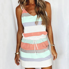 Load image into Gallery viewer, Mini Sexy Dress Fashion Stripe Drawstring