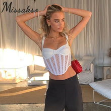 Load image into Gallery viewer, Missakso Sexy Women Lace Patchwork Crop Top See Through Fashion Black