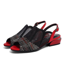 Load image into Gallery viewer, Mixed Colors Mesh Grid Breathable Peep Toe Sandals Sweet Open Toes - Sophornlilly