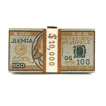 Load image into Gallery viewer, Money Clutch Rhinestone Purse 10000 Dollars Stack of Cash Evening