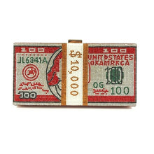 Load image into Gallery viewer, Money Clutch Rhinestone Purse 10000 Dollars Stack of Cash Evening