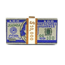 Load image into Gallery viewer, Money Clutch Rhinestone Purse 10000 Dollars Stack of Cash Evening