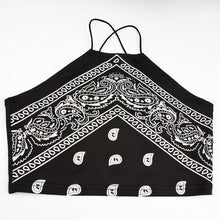 Load image into Gallery viewer, Monochrome Bandana Print Sexy Slim Bustier Crop Top Boho Cotton