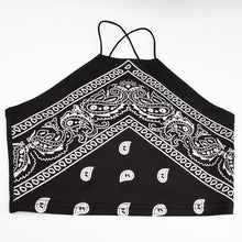 Load image into Gallery viewer, Monochrome Bandana Print Sexy Slim Bustier Crop Top Boho Cotton