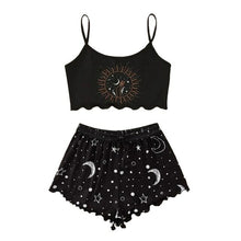 Load image into Gallery viewer, Moon Star Print Y2K Crop Top Women Pajamas Suit Summer Home Wear
