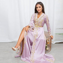 Load image into Gallery viewer, Moroccan Kaftan Lace Formal Evening Dress Long Sleeve Muslim Party