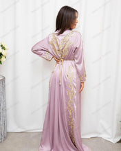 Load image into Gallery viewer, Moroccan Kaftan Lace Formal Evening Dress Long Sleeve Muslim Party