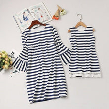 Load image into Gallery viewer, Mother Daughter Dress O neck Striped Dresses Casual Clothes Family
