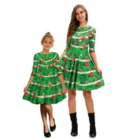 Mother Kids Christmas Princess Party Dresses