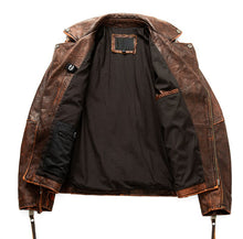 Load image into Gallery viewer, Motorcycle Cowhide Genuine Leather Jacket