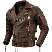 Load image into Gallery viewer, Motorcycle Cowhide Genuine Leather Jacket