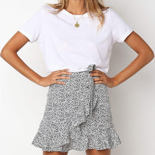 Load image into Gallery viewer, Multi Dot Print Short Mini Skirts Women Summer Ruffle High Waist Bow