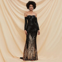 Load image into Gallery viewer, Off the Shoulder Mermaid Evening Dresses Women Long Sleeve
