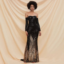 Load image into Gallery viewer, Off the Shoulder Mermaid Evening Dresses Women Long Sleeve