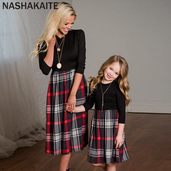 Mother Daughter Matching Clothes Patchwork Plaid