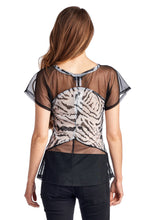 Load image into Gallery viewer, Women's Animal Print Burnout Mesh V-Neck Top