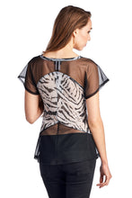 Load image into Gallery viewer, Women's Animal Print Burnout Mesh V-Neck Top