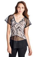 Load image into Gallery viewer, Women's Animal Print Burnout Mesh V-Neck Top