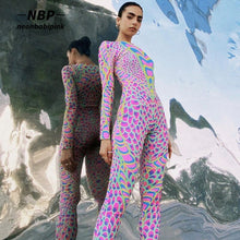 Load image into Gallery viewer, NEONBABIPINK Women Bodycon Jumpsuits Trendy Colorful Printed