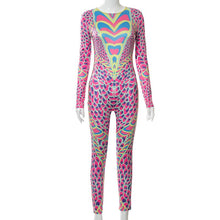 Load image into Gallery viewer, NEONBABIPINK Women Bodycon Jumpsuits Trendy Colorful Printed