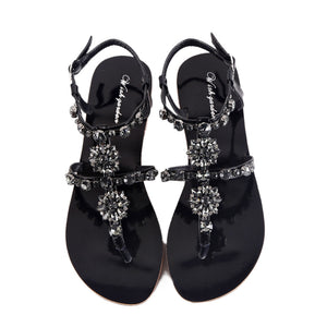 Summer Women`s Beach Sandals Shining Rhinestones