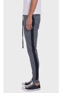 PATTERNED TRACK PANTS-NAVY