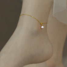 Load image into Gallery viewer, Natural Freshwater Pearl Anklet Simple Creative Design 14K Gold