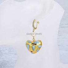 Load image into Gallery viewer, Natural Blue Larimar white Pearl Golden Plated Heart Shaped Dangle