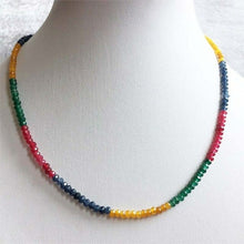 Load image into Gallery viewer, Natural Emeralds Rubys Sapphires 2*3mm Beads Women Luxury Necklace - Sophornlilly