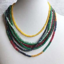 Load image into Gallery viewer, Natural Emeralds Rubys Sapphires 2*3mm Beads Women Luxury Necklace - Sophornlilly