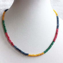 Load image into Gallery viewer, Natural Emeralds Rubys Sapphires 2*3mm Beads Women Luxury Necklace - Sophornlilly