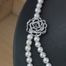 Load image into Gallery viewer, Natural Freshwater Pearl Sweater Chain Camellia Double Pearl Long