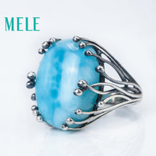 Load image into Gallery viewer, Natural Larimar 925 silver rings for women blue Larimar gemstone man