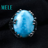 Natural Larimar 925 silver rings for women blue Larimar gemstone man