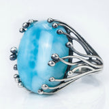 Natural Larimar 925 silver rings for women blue Larimar gemstone man