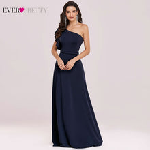 Load image into Gallery viewer, Navy Blue Evening Dresses Ever Pretty Elegant Long A Line Ruffles One