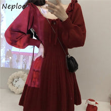 Load image into Gallery viewer, Neploe High Waist Hip Slim A Line Dress Women Square Collar Long