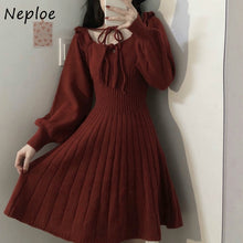 Load image into Gallery viewer, Neploe High Waist Hip Slim A Line Dress Women Square Collar Long