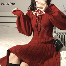 Load image into Gallery viewer, Neploe High Waist Hip Slim A Line Dress Women Square Collar Long