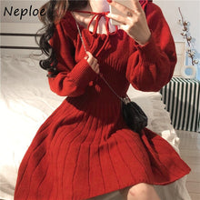 Load image into Gallery viewer, Neploe High Waist Hip Slim A Line Dress Women Square Collar Long