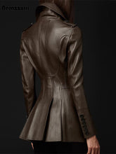 Load image into Gallery viewer, British Style Leather Trench Coat