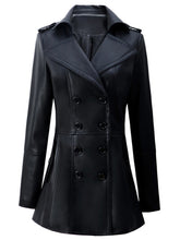 Load image into Gallery viewer, British Style Leather Trench Coat