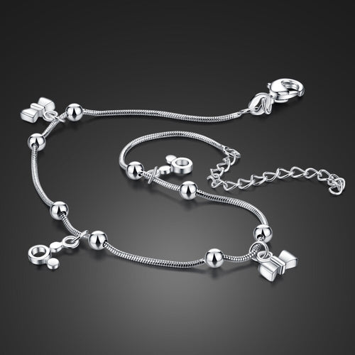 Sterling Silver Anklet Women & Girls Mickey bow  Foot