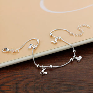 Sterling Silver Anklet Women & Girls Mickey bow  Foot