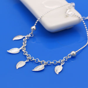 Sterling silver leaves Anklets Summer Beach