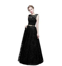 Load image into Gallery viewer, Evening Dress Elegant Banquet Champagne Lace Sleeveless Floor