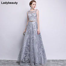Load image into Gallery viewer, Evening Dress Elegant Banquet Champagne Lace Sleeveless Floor