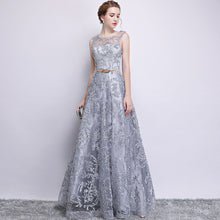 Load image into Gallery viewer, Evening Dress Elegant Banquet Champagne Lace Sleeveless Floor